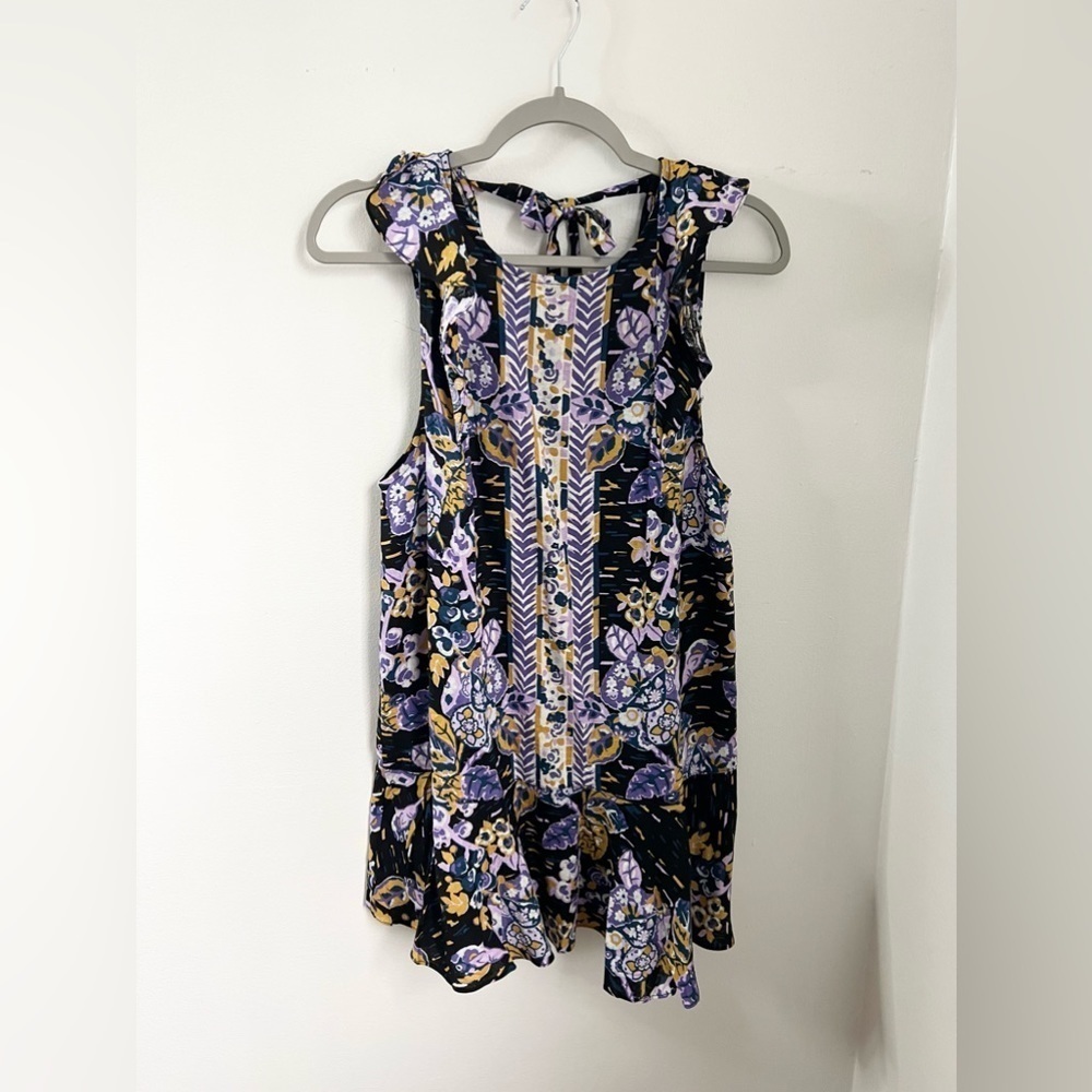 Free People Floral Mini Dress Black Purple Medium